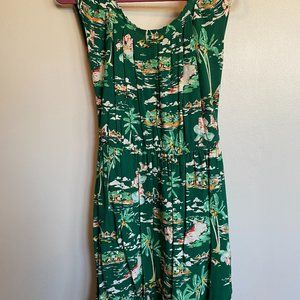 Lauren Conrad Green Printed Dress